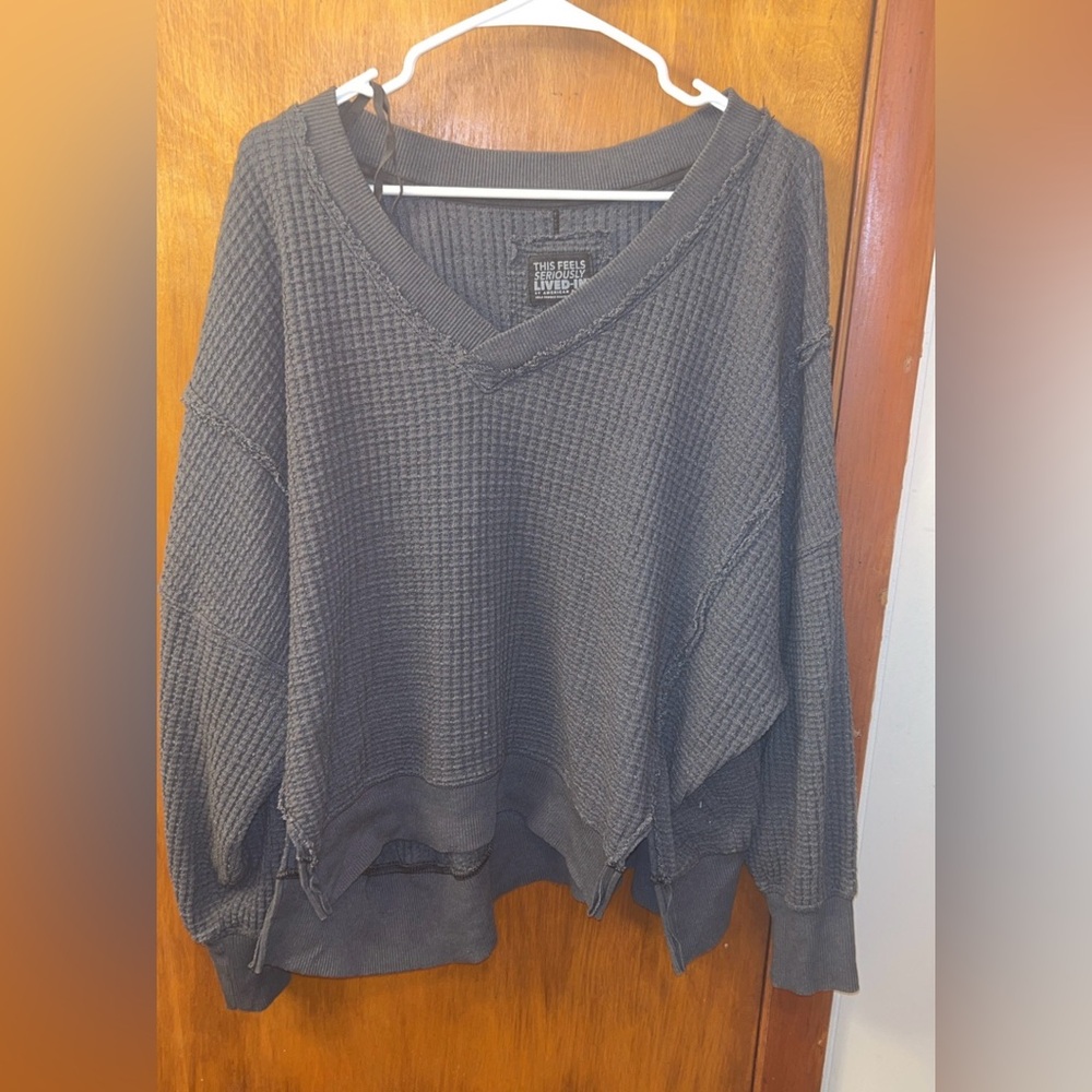 American Eagle Outfitters Charcoal V-Neck Sweater